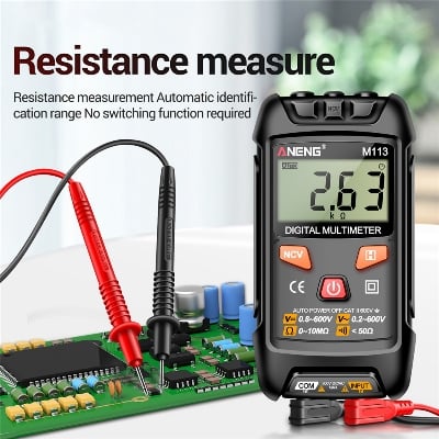 Picture of ANENG M113 Digital Multimeter Tester 1999 Counts Auto Ranging Amp Ohm Voltmeter for Household Outlet Automotive Electrical Tools Multicolor