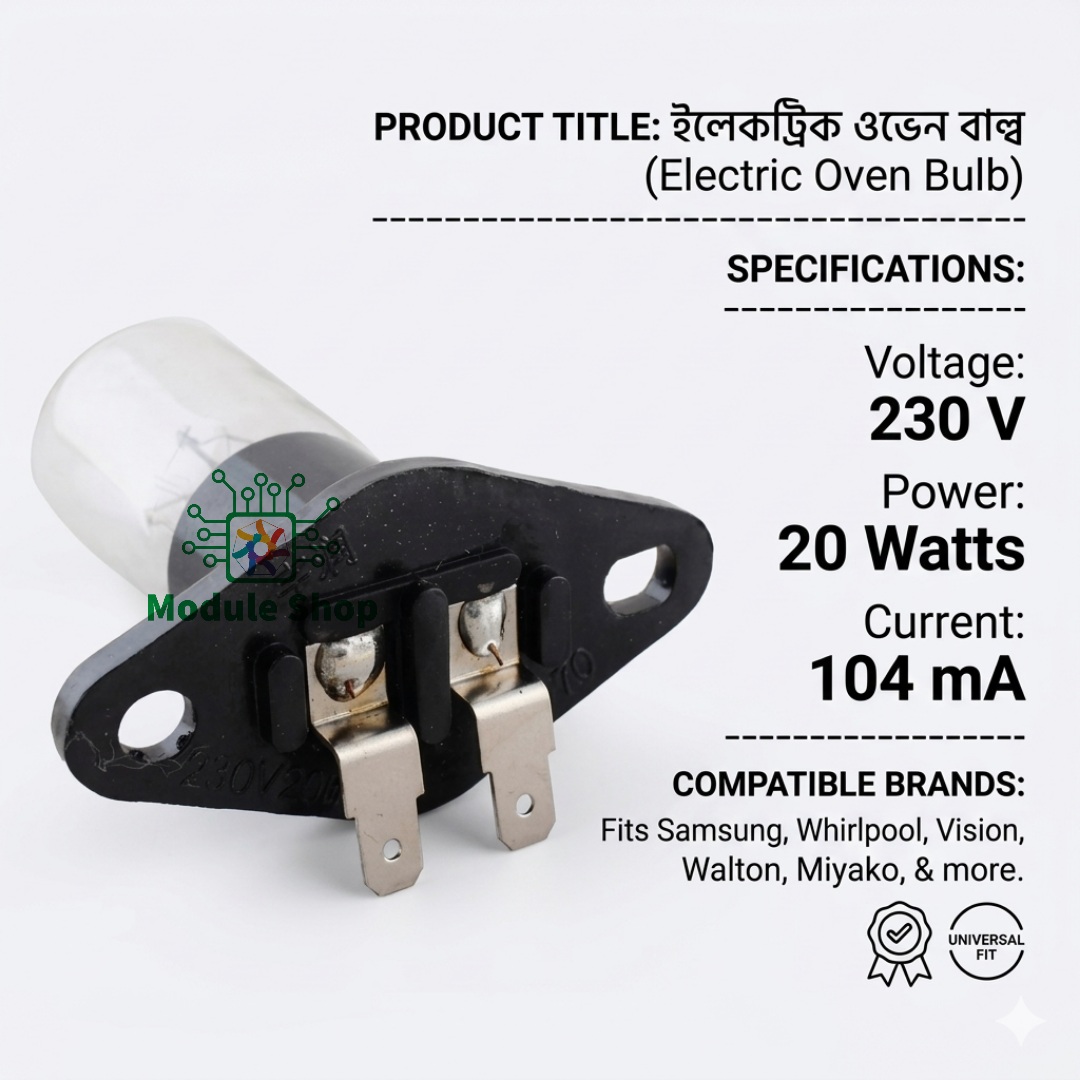 Picture of Microwave Oven Bulb, 1 Pcs, 250V 2A, High Temp Appliance Lighting Bulb Parts and Accessories for Microwave Oven, Glass and Metal Parts, Heavy Duty Application 