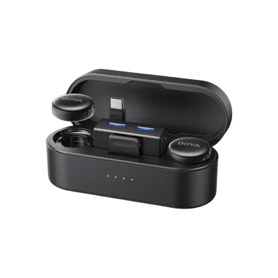 Picture of BOYA BOYALINK 3 AI-Powered Button-Sized AI Noise Cancellation Wireless Microphone, 300 Meter, Mono / Stereo / Safety Track , Megnatic / Plastic.