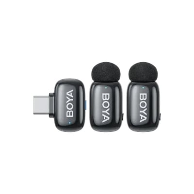 Picture of BOYA mini 2-04 Black Upgraded Super Mini Wireless Microphone with AI Noise Cancellation (TX-2. RX-1) Type c