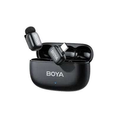 Picture of BOYA mini 2-05 Black Upgraded Super Mini Wireless Microphone with AI Noise Cancellation (TX-1. RX-1 With Case) Type c