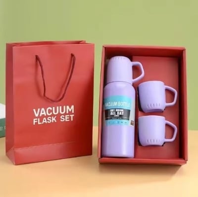 Picture of 3 in 1 থার্মোস গিফট সেট 500ml হট কোল্ড ভ্যাকুয়াম ফ্লাস্ক ডাবল ওয়াল ডিজাইন | MNK SHOP - Multi Color
