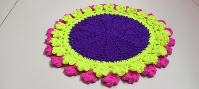 Picture of Handmade Crochet Summer Yarn Doily 12 Inch 🍽️ 100% Cotton Round Placemat | Dining Table Plate Mat | Cute Design | MNK SHOP - Multicolor, …