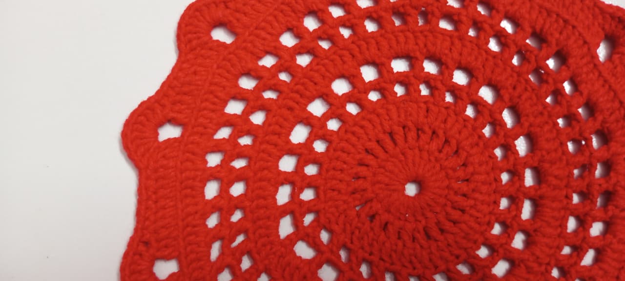 Picture of 04 Pcs Round Handmade Placemat Set – 100% Premium Cotton Crochet Dining Table Mats | MNK SHOP - Red