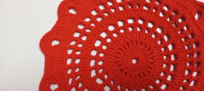 Picture of 04 Pcs Round Handmade Placemat Set – 100% Premium Cotton Crochet Dining Table Mats | MNK SHOP - Red