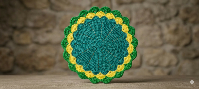 Picture of 04 Pcs Handmade Crochet Cotton Placemat Set | Premium Round Table Mat 10.5" & 9" | Elegant Dining Table Decor | MNK SHOP - …, Multicolor