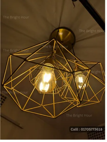 Picture of Dimond Golden Modern Geometry Lights — আপনার ঘরে আনুন স্টাইলের নতুন মাত্রা” ✨ | ডায়মন্ড গোল্ডেন ৩ সেট Hanging Light