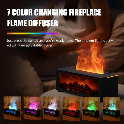 Picture of Flame Diffuser for Fireplace, 150ml Vintage Aromatherapy Fireplace Humidifier for Home Office Bedroom (Black)