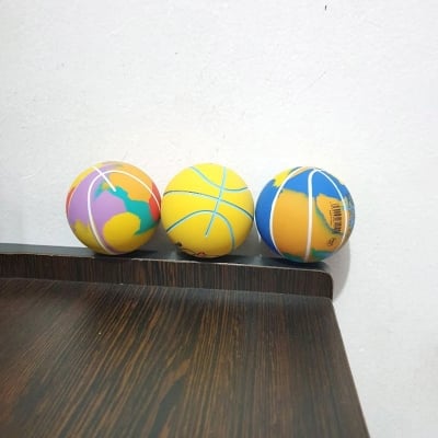 Picture of Soft Elastic Basketballs Bouncy Squeeze Mini Sports Ball Toy Kids And Adults Anti Anxiety Stress Relief Juggling Jumping Balls - Multicolor
