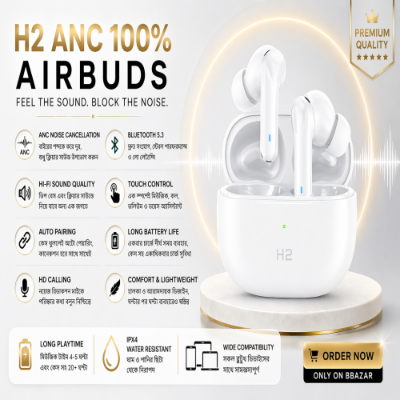 Picture of AirPods H2 100 Percent ANC Active Noise Cancelling Bluetooth Earbuds For All Phone