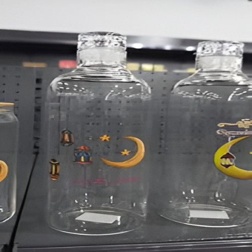 Picture of Glass water bottle with a Ramadan-themed design 1 Litre