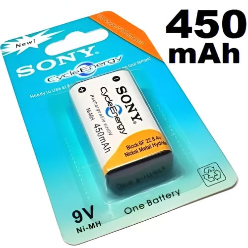 Picture of Sony Cycle Energy 9V Nickel-Metal Hydride (Ni-MH) Rechargeable Battery 450mAh