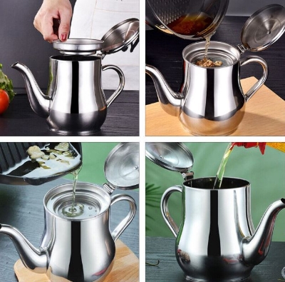 Picture of ২৪ সাইজ: Multi-Functional Household Tea Kettle with Oil Filter Pot and Pouring Spout | MNK SHOP(Silver)