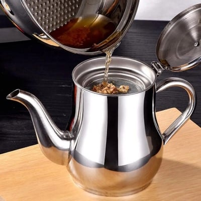 Picture of ২৪ সাইজ: Durable Kitchen Tea Pot with Oil Container and Stainless Steel Pouring Spout | MNK SHOP(Silver)