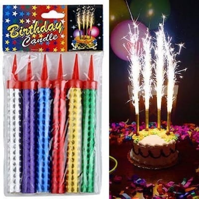 Picture of 12 pis Big Birthday Sparkle Candles – Elegant Touch for Any Cake | MNK SHOP(Multicolor)