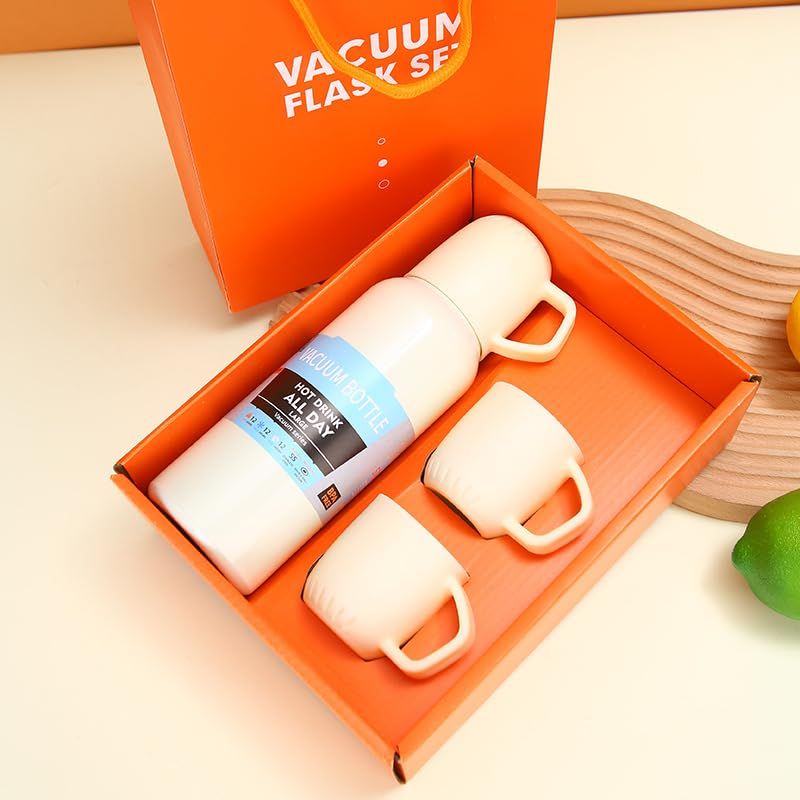 Picture of 3 in 1 Purple Thermos Bottle Set 500ml Stainless Steel Leak-Proof Design Hot & Cold Drinks Storage Tea Coffee Water Travel Office | MNK SHOP(Multi Color)