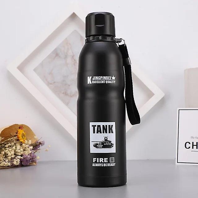 Picture of Stainless Steel Soldier Thermos 500ml | Hot & Cold Water Bottle | Leak-Proof Double Wall Vacuum Flask for Outdoor & Office | MNK SHOP(Black)