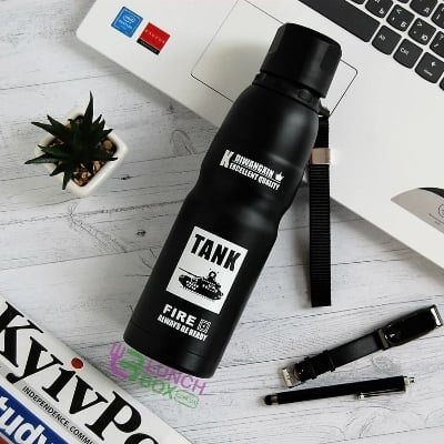 Picture of 500ml Sports Flask | Vacuum Insulated Stainless Steel Soldier Bottle | Hot & Cold Thermal Cup with Leak-Proof Lid | MNK SHOP(Black)