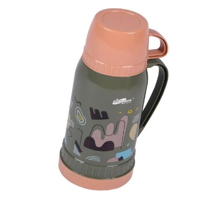 Picture of Printed Glass Inner Thermos Vacuum Flask One Cup Hot Cold Bottle Easy Grip Comfortable Carry For Work School Travel | MNK SHOP(Multicolor)