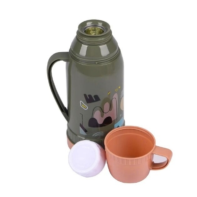 Picture of Printed Glass Inner Thermos Vacuum Flask One Cup Hot Cold Bottle Easy Grip Comfortable Carry For Work School Travel | MNK SHOP(Multicolor)