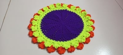 Picture of 10 Inch Handmade Cotton Crochet Round Placemat 🍽️ Table Doily | Dining & Tea Table Decor | Elegant Design | MNK SHOP(Multicolor)