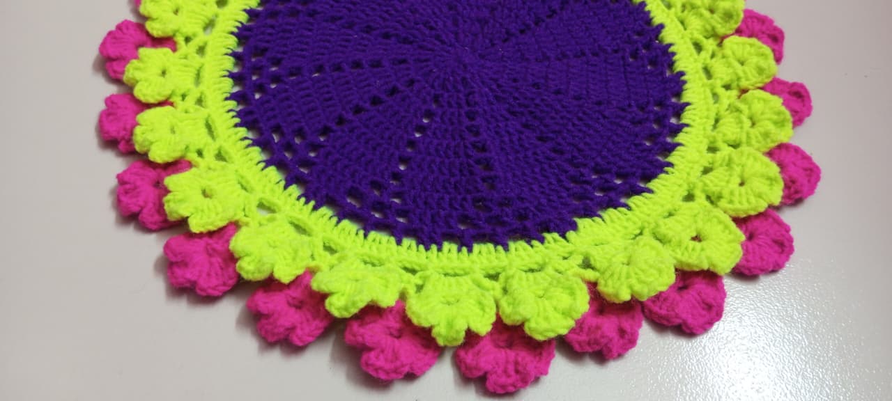 Picture of Handmade Crochet Summer Yarn Doily 12 Inch 🍽️ 100% Cotton Round Placemat | Dining Table Plate Mat | Cute Design | MNK SHOP(Multicolor)