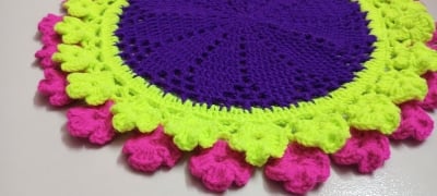 Picture of Handmade Crochet Summer Yarn Doily 12 Inch 🍽️ 100% Cotton Round Placemat | Dining Table Plate Mat | Cute Design | MNK SHOP(Multicolor)
