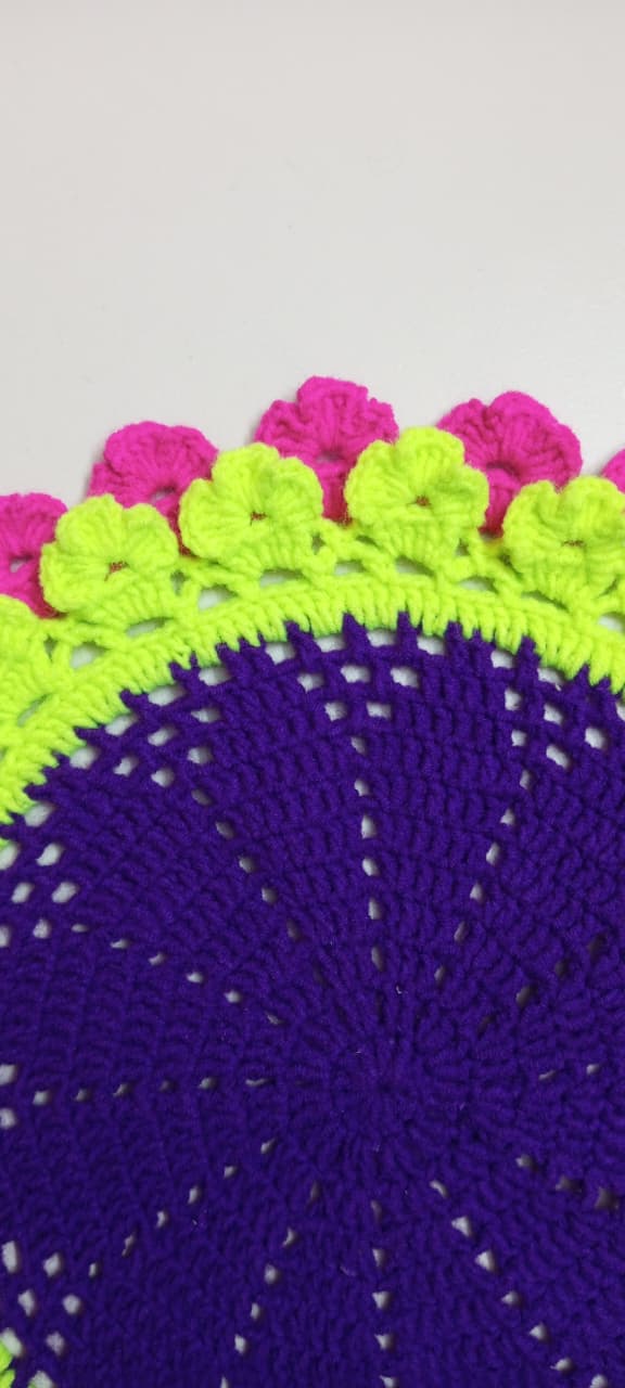 Picture of Handmade Crochet Summer Yarn Doily 12 Inch 🍽️ 100% Cotton Round Placemat | Dining Table Plate Mat | Cute Design | MNK SHOP(Multicolor)