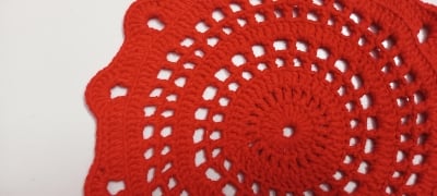 Picture of 04 Pcs Round Handmade Placemat Set – 100% Premium Cotton Crochet Dining Table Mats | MNK SHOP(Red)