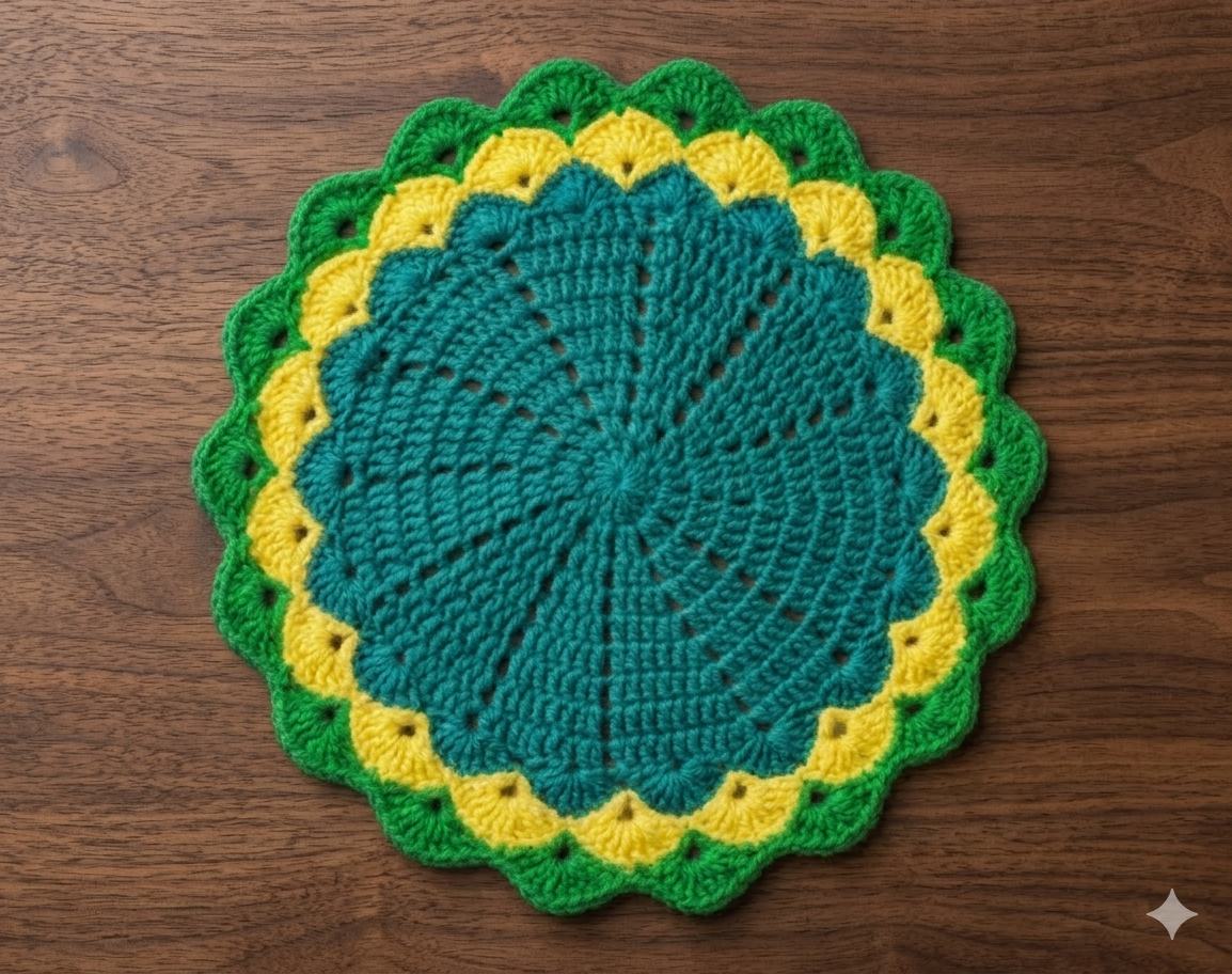 Picture of 04 Pcs Handmade Crochet Cotton Placemat Set | Premium Round Table Mat 10.5" & 9" | Elegant Dining Table Decor | MNK SHOP(Multicolor)