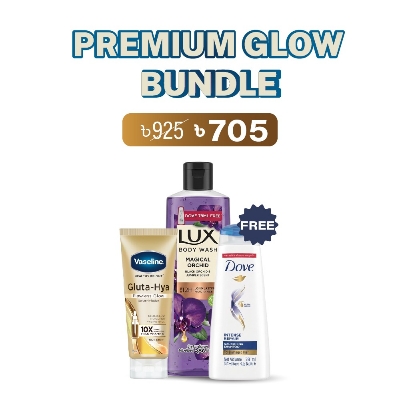 Picture of Premium Glow Bundle (Vaseline Gluta Hya Flawless Glow Serum in Lotion 200ml + Lux Body Wash Black Orchid 245ml + Dove Shampoo 79ml Free)