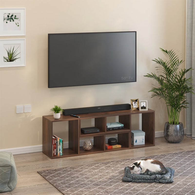 Picture of Petel TV Entertainment Unit/Versatile Adjustable TV Stand & Storage Unit with 6 Compartments & Adjustable Shelves DIY Ideal Upto 65 Inches TV