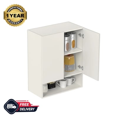 Picture of Opryt with Shelf Engineered Wood Kitchen Cabinet Rack, Wall Mounted Storage Cabinet for Kitchen Utensils, Jars, Spices, Modular Cupboard for Home & Kitchen DIY (White)