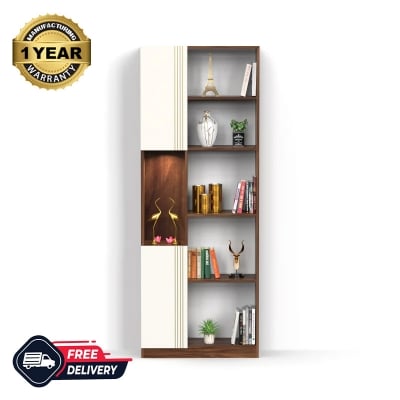 Picture of Orivo Engineering Wood Multipurpose Bookshelf with LED Light, Open Decor wall Display Shelves, Closed Storage cabinet Racks Organizer for Living Room Bedroom Office Home