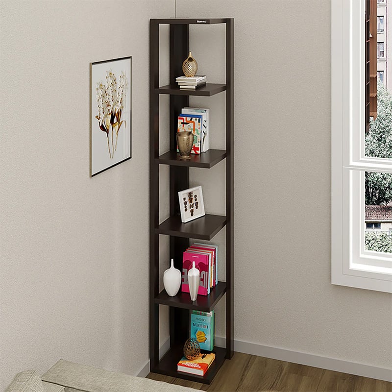 Picture of Albert Corner Shelf Rack Organizer with Shelves for Décor Display, Floor Standing Display Rack for Home Office Library