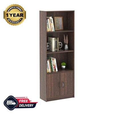 Picture of Seonn Bookshelf Cabinet Book Rack Organizer with Shelves for Décor Display and 2 Doors Cabinet Floor Standing for Home Library