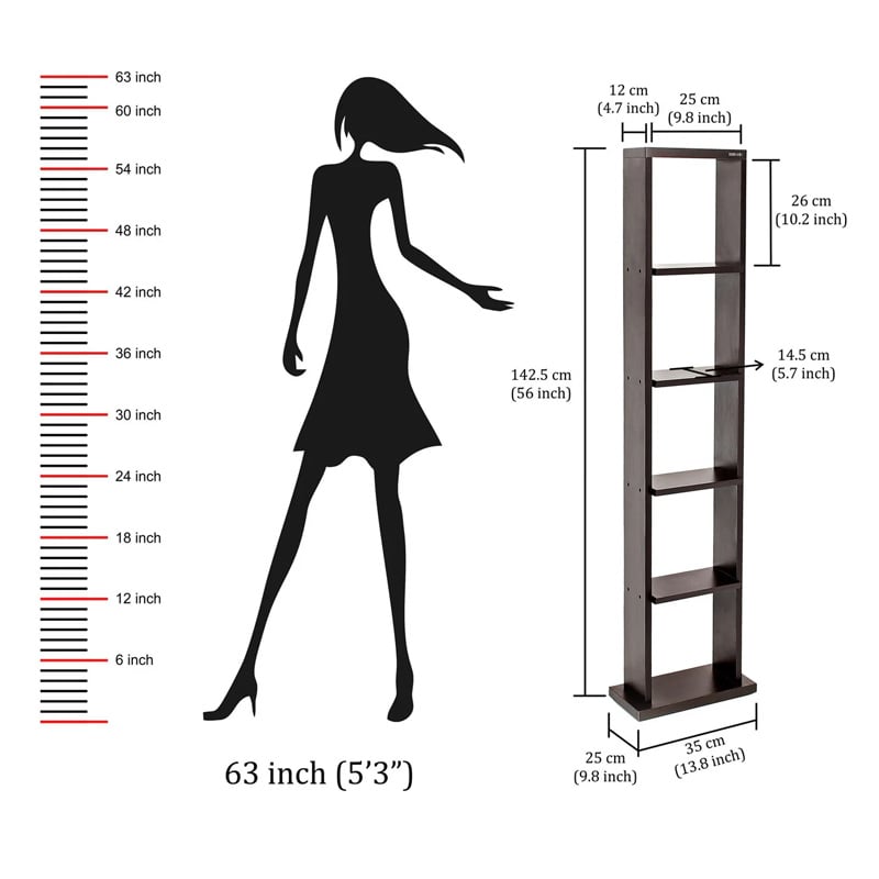 Picture of Walten Book Shelf Display  Rack Organizer with Shelves for Décor Display, Floor Standing Display Rack for Home Office Library