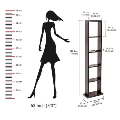 Picture of Walten Book Shelf Display  Rack Organizer with Shelves for Décor Display, Floor Standing Display Rack for Home Office Library