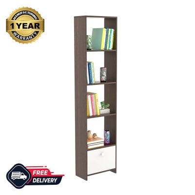 Picture of Molse Bookshelf with 1 Door Cabinet  Book Rack Organizer with Shelves for Décor Display, Floor Standing Display Rack for Home Office Library