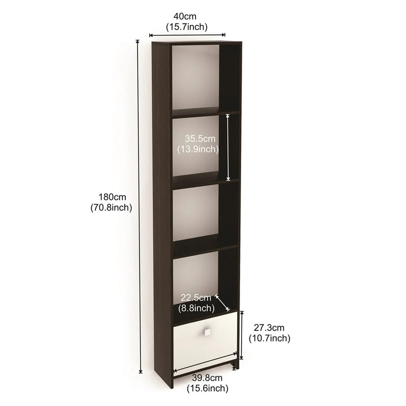 Picture of Molse Bookshelf with 1 Door Cabinet  Book Rack Organizer with Shelves for Décor Display, Floor Standing Display Rack for Home Office Library