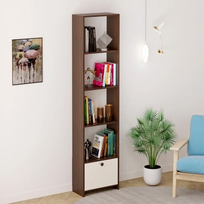 Picture of Molse Bookshelf with 1 Door Cabinet  Book Rack Organizer with Shelves for Décor Display, Floor Standing Display Rack for Home Office Library