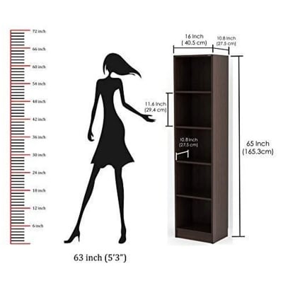 Picture of Alex 5 Tier Bookshelf, Book Rack Organizer with Shelves for Décor Display, Floor Standing Display Rack for Home Office Library