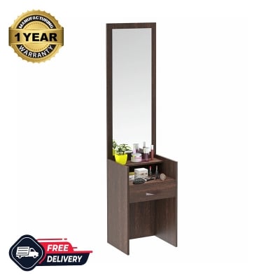 Picture of Alesti Engineered Wood Slim Dressing Table Full Length Rectangular Mirror With Utility Storage Shelf