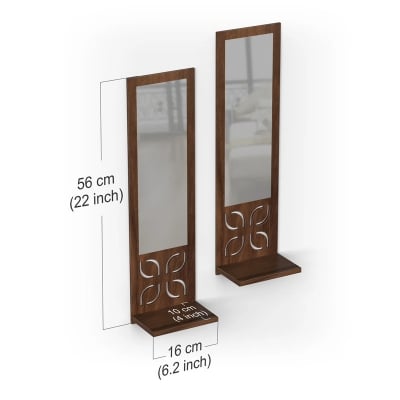 Picture of Promys with Shelf Wall Hanging Engineered Wooden & Mirror Wall Art Wall Shelve for Living Room, Bedroom, Office for Home