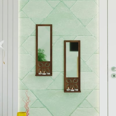 Picture of Promys with Shelf Wall Hanging Engineered Wooden & Mirror Wall Art Wall Shelve for Living Room, Bedroom, Office for Home