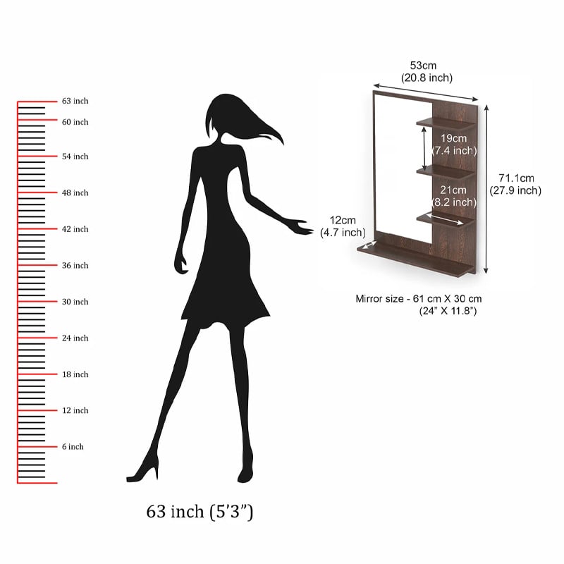 Picture of Rico Mini Dressing Table Wall Mount Dressing Mirror with Storage Shelve