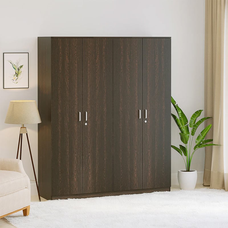 Picture of Maltein 4 Door Wardrobe/Clothes Storage Rack Organizer Almirah Cupboard Cabinet with Shelves and Cloth Hanger for Bedroom Home Furniture