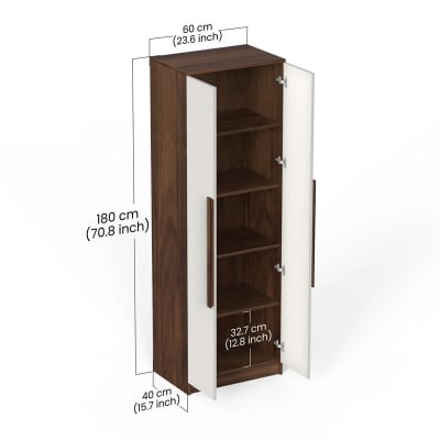 Picture of Maltein Mini Engineered Wood 2 Door Wardrobe/Clothes Storage Rack Organizer Almirah Cupboard with Shelves for Bedroom Home Furniture