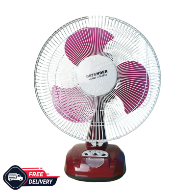 Picture of Defender 12" Rechargeable AC/DC Fan  with LED Multi-Function Maroon (KN-2912)