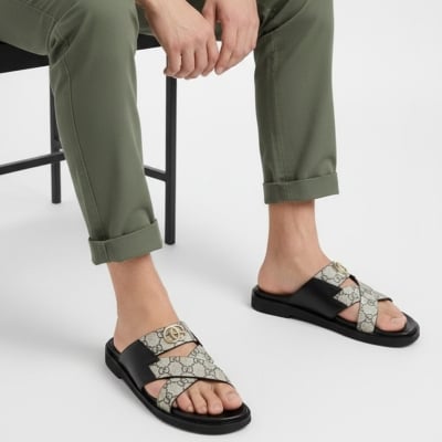 Picture of Lumiere & Leather I.N. Cross-Strap Slides – Monogram Stealth
